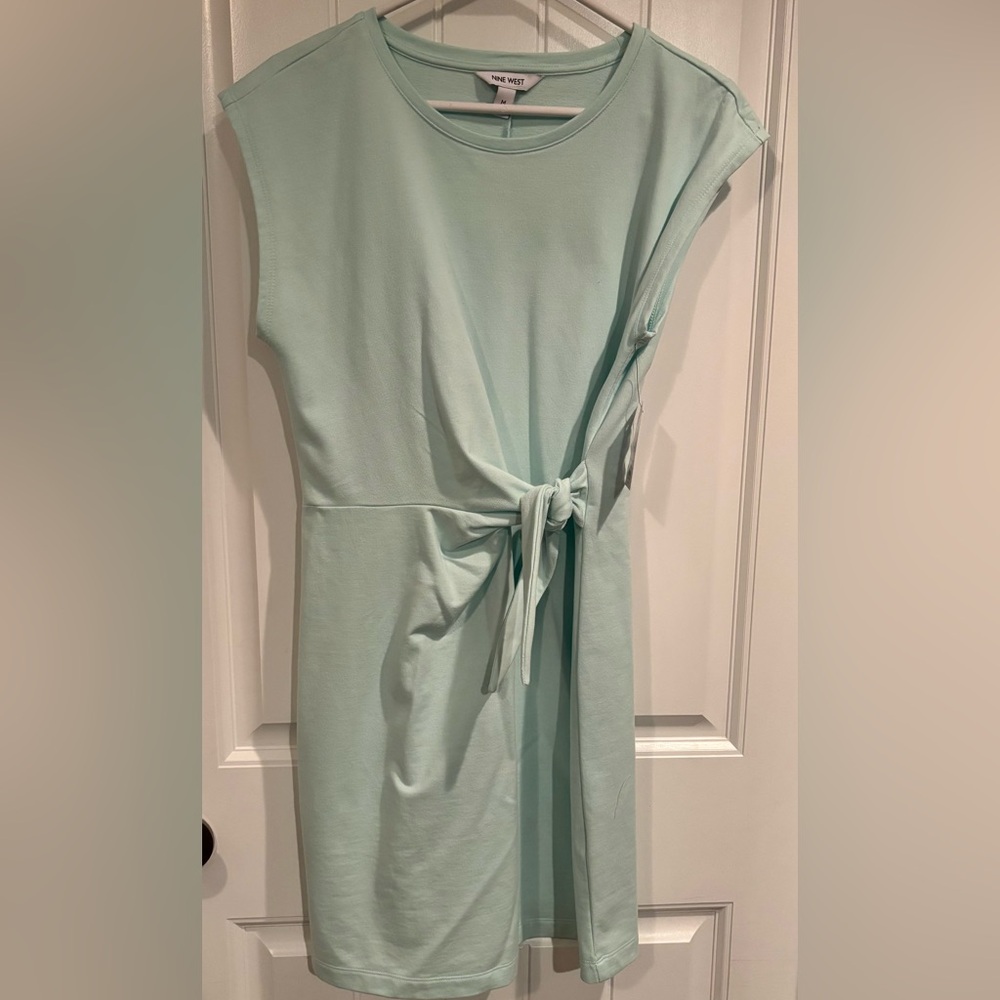 Nine West Teal Wrap Tie Dress